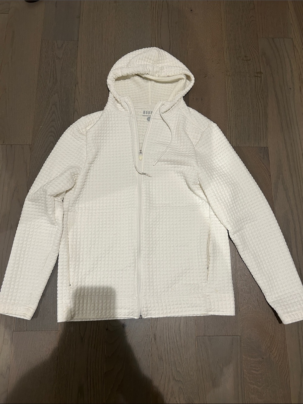 NOBULL Cream Waffle-Knit Zip Hoodie